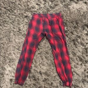 Red and Black Plaid Joggers